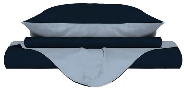Copripiumino Singolo con Sacco e Federe Doubleface Blu Scuro/Azzurro