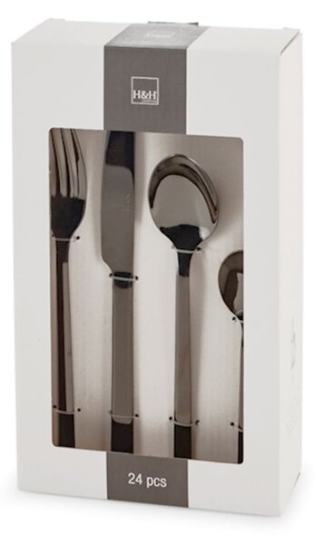 Servizio 24 posate tavola Aurum in acciaio inox nero lucido