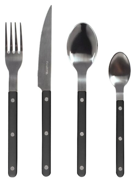 Servizio 24 posate tavola Invictus in acciaio inox manico in plastica colore nero