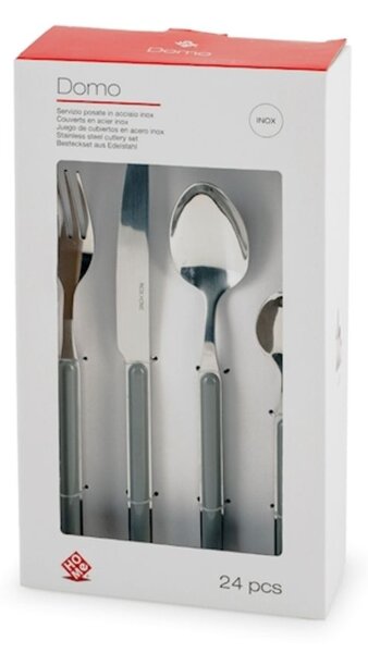 Servizio 24 posate tavola Domo in acciaio inox manico in plastica colore grigio