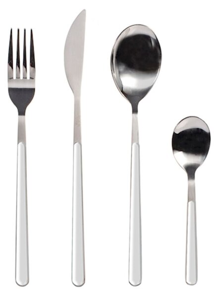 Servizio 24 posate tavola Nova in acciaio inox manico in plastica colore bianco