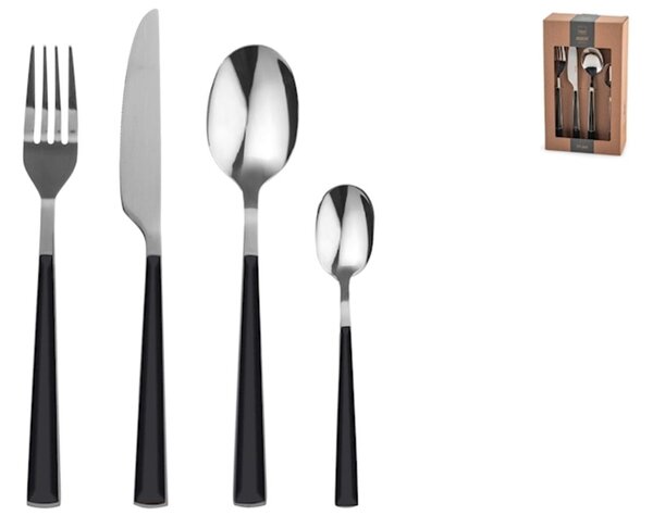 Servizio 24 posate tavola Arbor in acciaio inox manico in abs colore nero