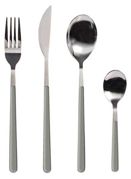 Servizio 24 posate tavola Nova in acciaio inox manico in plastica colore verde salvia