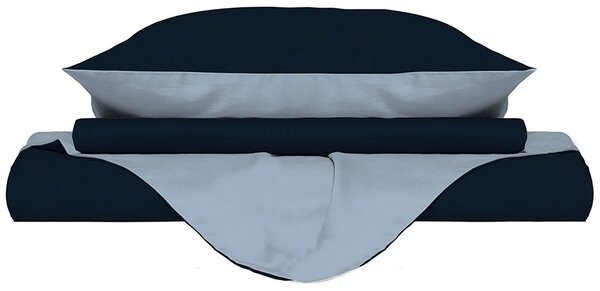 Copripiumino Singolo con Sacco e Federe Doubleface Blu Scuro/Azzurro