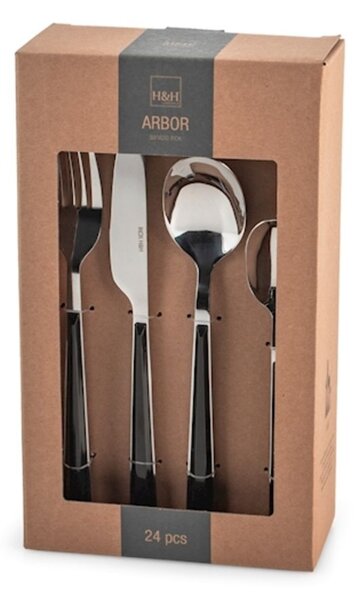 Servizio 24 posate tavola Arbor in acciaio inox manico in abs colore nero