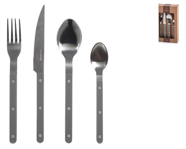 Servizio 24 posate tavola Invictus in acciaio inox manico in plastica colore grigio