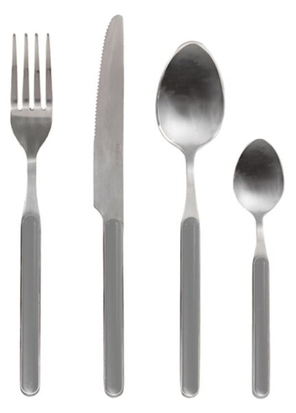 Servizio 24 posate tavola Domo in acciaio inox manico in plastica colore grigio