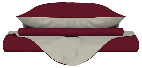 Copripiumino Singolo con Sacco e Federe Doubleface Bordeaux/Panna