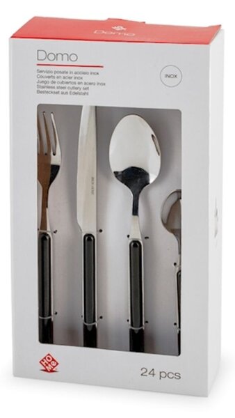 Servizio 24 posate tavola Domo in acciaio inox manico in plastica colore nero