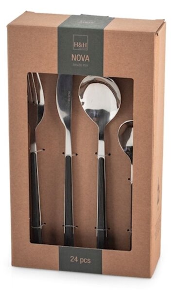 Servizio 24 posate tavola Nova in acciaio inox manico in plastica colore nero
