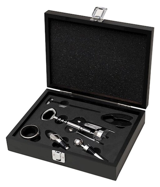 Cofanetto Sommelier in legno nero 7 pezzi