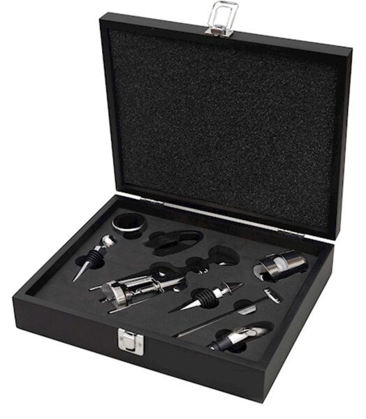 Cofanetto Sommelier in legno nero 9 pezzi