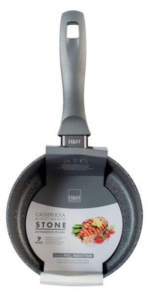 Casseruola 1 manico Stone Grey in alluminio con rivestimento antiaderente stone cm16