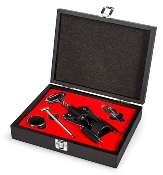 Cofanetto Sommelier in legno nero 5 pezzi
