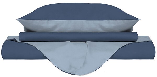 Copripiumino Singolo con Sacco e Federe Doubleface Avio/Azzurro