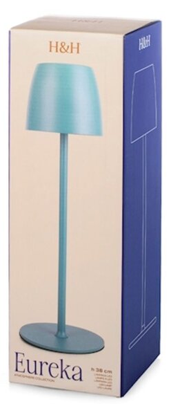 Lampada da tavolo touch Eureka ricaricabile in metallo ottanio cm 38