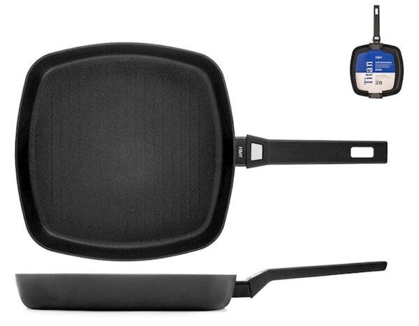 Bistecchiera Titan in alluminio antiaderente Pfluon cm 28x28 colore nero