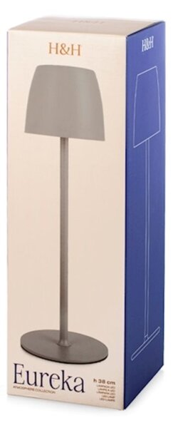 Lampada da tavolo touch Eureka ricaricabile in metallo tortora cm 38