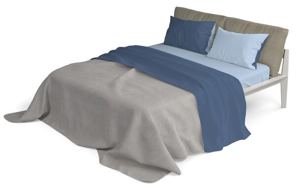Set Lenzuola Matrimoniale Sopra Sotto e Federe Doubleface Avio/Azzurro
