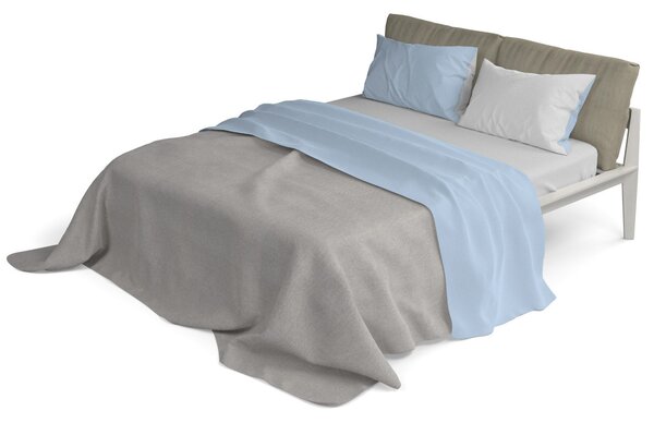 Set Lenzuola Matrimoniale Sopra Sotto e Federe Doubleface Azzurro/Grigio Chiaro