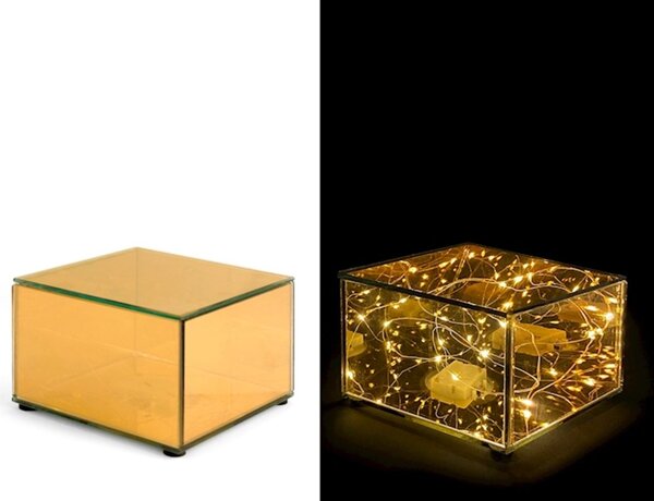 Alzata in vetro natale colore oro con led cm h10,5