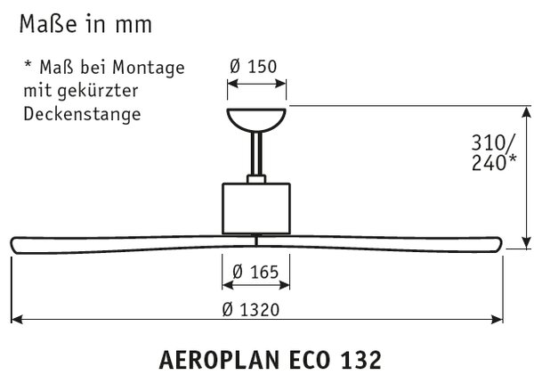 AEROPLAN ECO 132, Ventilatore senza Luce, CasaFan