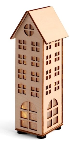 Casetta in legno natale con led cm h21