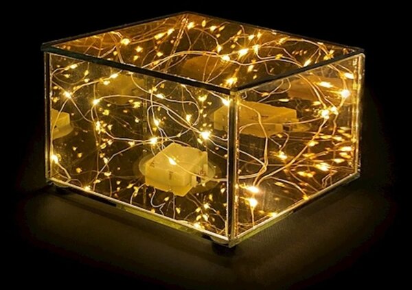 Alzata in vetro natale colore oro con led cm h10,5