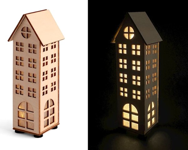 Casetta in legno natale con led cm h21