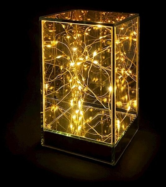 Alzata natale in vetro colore oro con led cm h18