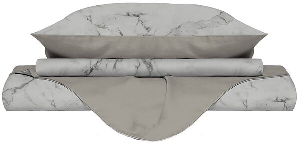 Copripiumino 1 Piazza e Mezzo con Federe Stampato in Microfibra Marble