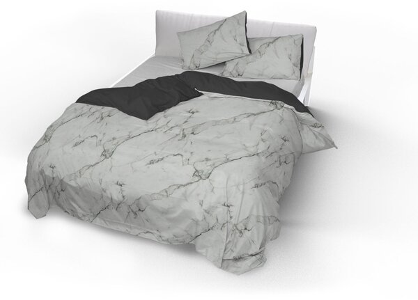 Copripiumino Matrimoniale con Federe Stampato in Microfibra Marble