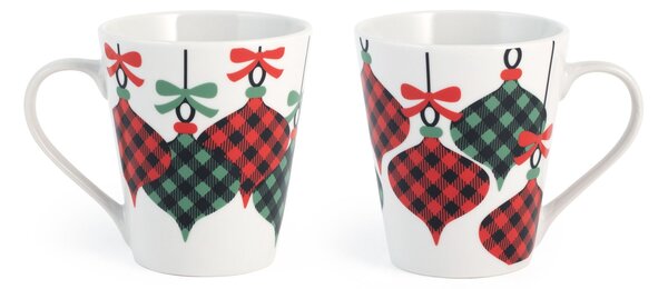 Set 12 Mug Wood Check in porcellana decorata forma conica cc 310