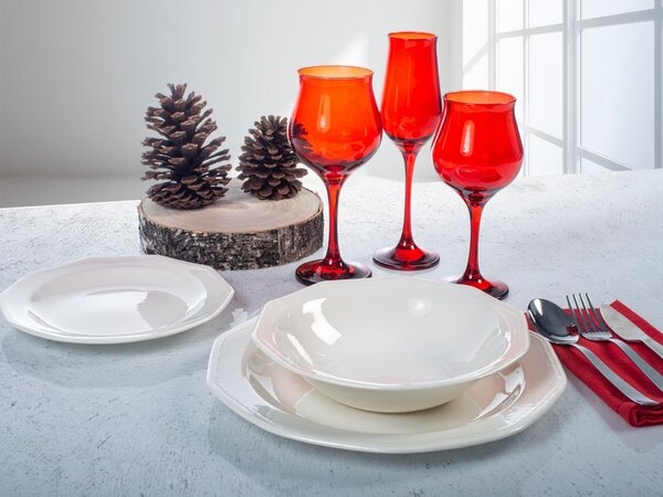 Set 6 Calici Wavy flute in vetro colore rosso cl 19