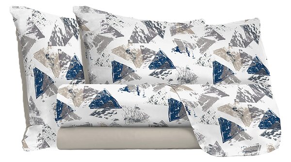 Set Lenzuola Singolo Sopra Sotto e Federe in Microfibra Urban Blu