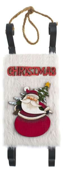 Set 2 slitte in legno e metallo decoro Babbo Natale e Pupazzo di neve cm 9x6x22