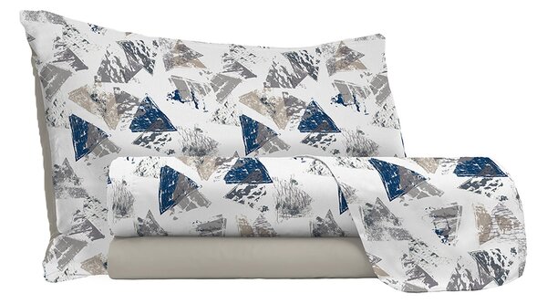 Set Lenzuola Singolo Sopra Sotto e Federe in Microfibra Urban Blu