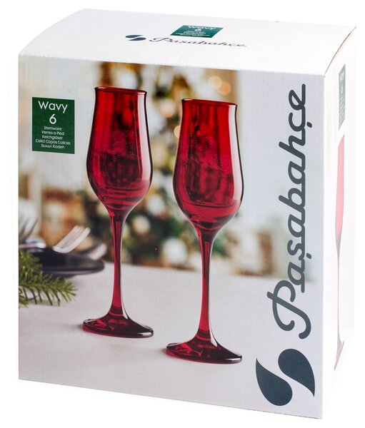 Set 6 Calici Wavy flute in vetro colore rosso cl 19