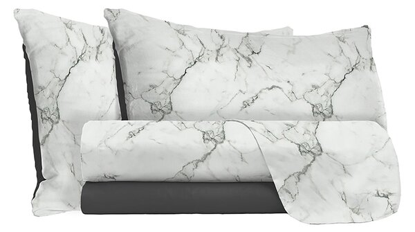 Set Lenzuola Singolo Sopra Sotto e Federe in Microfibra Marble
