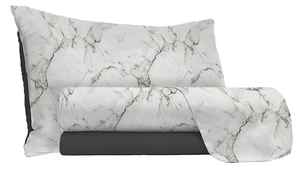 Set Lenzuola Singolo Sopra Sotto e Federe in Microfibra Marble