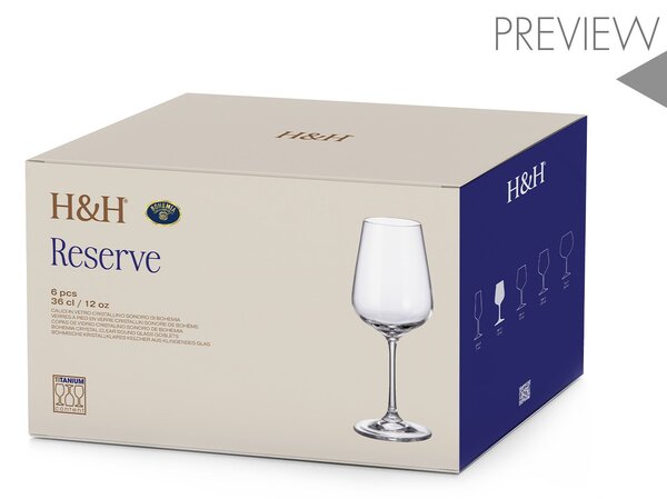 Set 6 calici Reserve in vetro sonoro trasparente cl 36