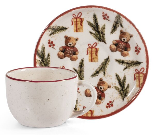 Set 4 tazze caffè con piatto Teddy Hugs in stoneware decorate cc 115
