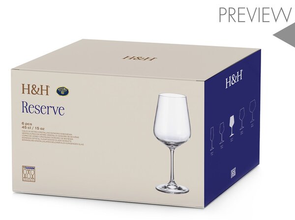 Set 6 calici Reserve in vetro sonoro trasparente cl 45