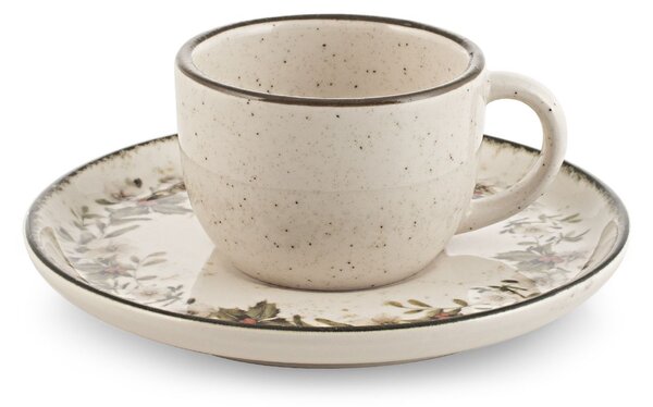 Set 4 tazze caffè con piatto Garland in stoneware decorate forma nordica cc 115