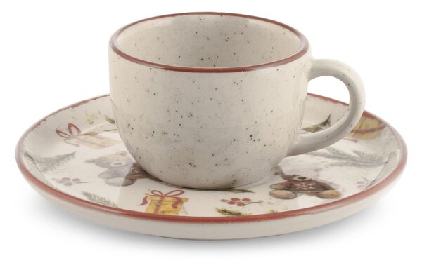 Set 4 tazze caffè con piatto Teddy Hugs in stoneware decorate cc 115