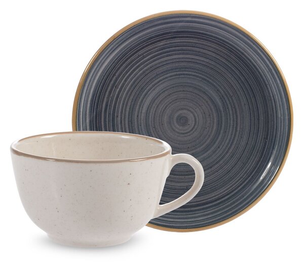 Set 4 tazze caffè con piatto Ocean in stoneware decorate cc 200