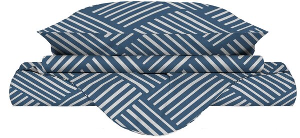 Copripiumino Singolo con Federe Stampato in Microfibra City Life Blue