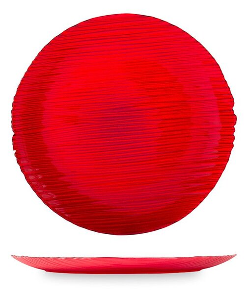 Set 6 piatti piani Silk in vetro effetto seta colore rosso cm 28