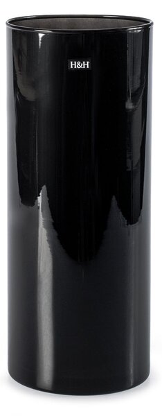 Vaso in vetro colore nero cilindrico cm 12x30h