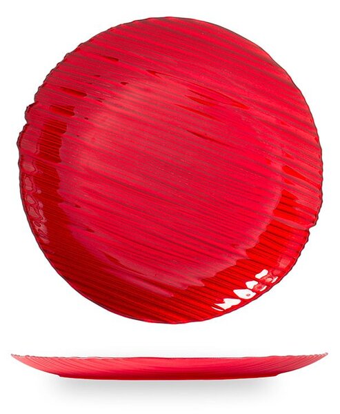 Set 6 piatti frutta Silk in vetro effetto seta colore rosso cm 22